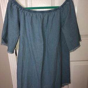 Denim off the shoulder dress